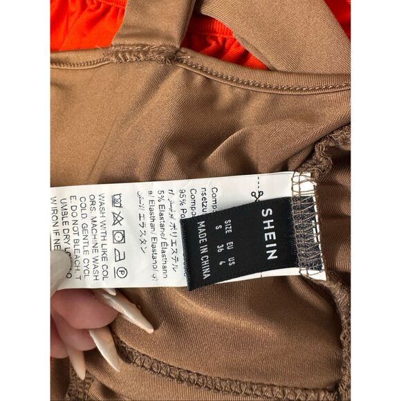 Brown Twist Front Wrap Crop Top – Size Small - Picture 5 of 6